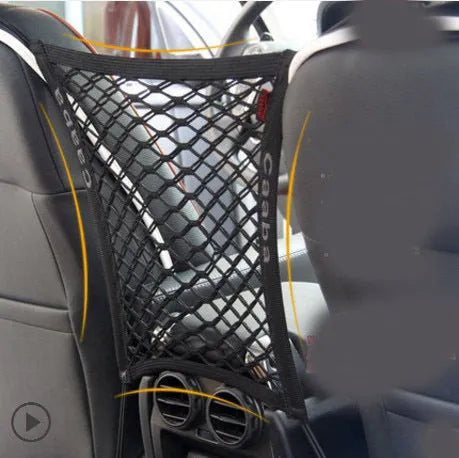 Black elastic nylon car pet fence with hooks for middle seat isolation