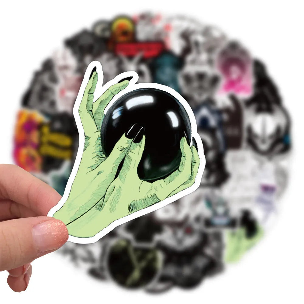 50 black and white gothic devil punk graffiti stickers on PVC matte waterproof film, 7cm each