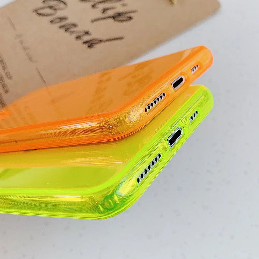 Fluorescent solid colour TPU back cover case for iPhone, shatter resistant, fits iPhone 11, 12, 13