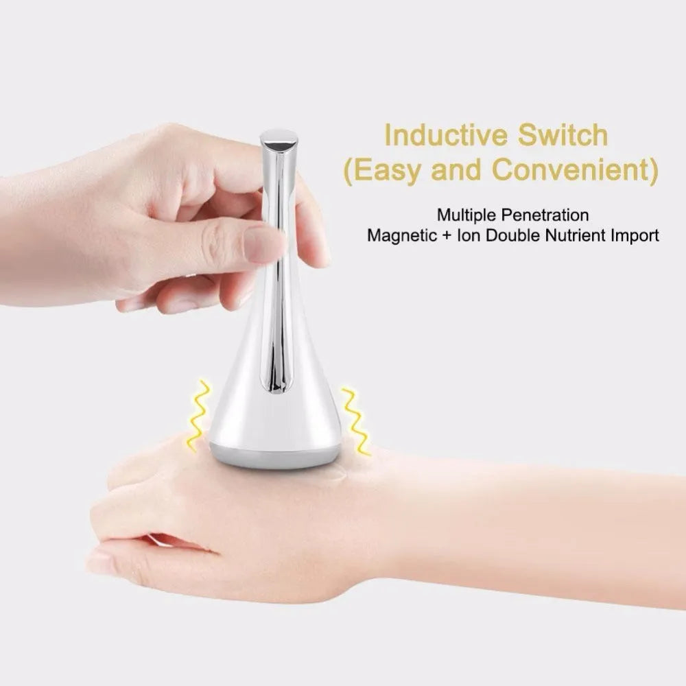 Small dumbbell gyro facial massager in gold, white or pink, 9.8cm ABS body, 1000rpm vibration, 40Gs magnetic force.