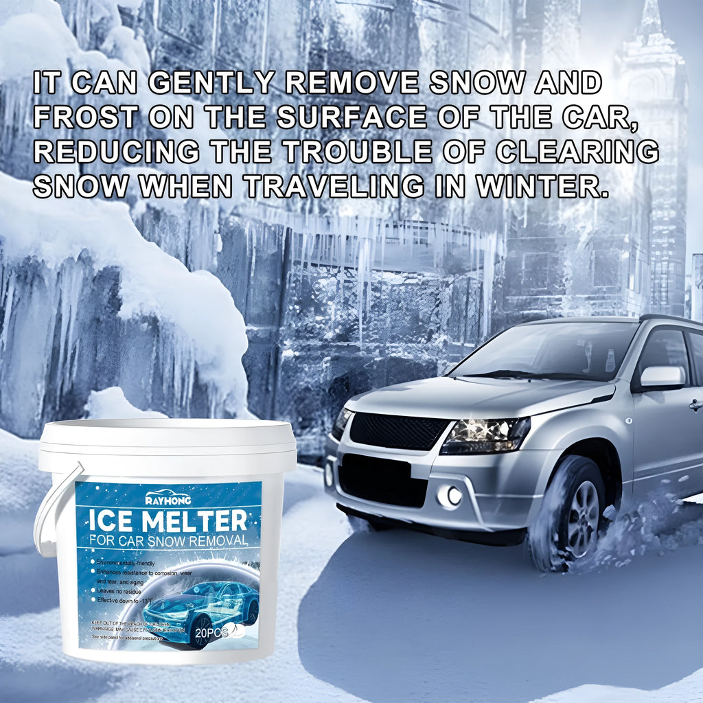 20-piece car glass deicing effervescent tablets for winter windscreen frost removal measuring 12.7 x 12 cm