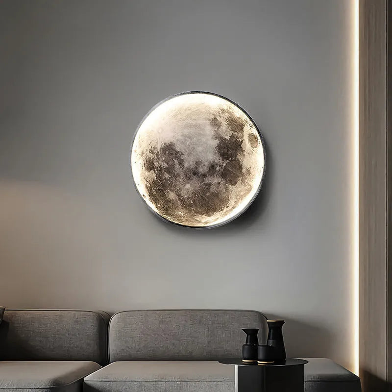 Moon wall lamp decorative sconce wrought iron acrylic lunar model 24cm to 120cm for bedroom living room
