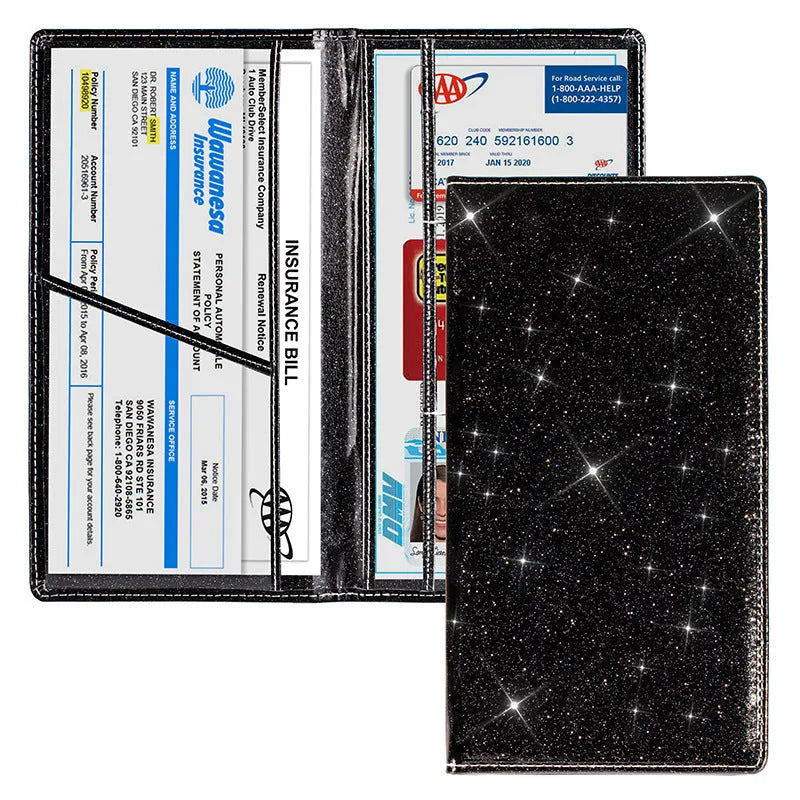 PU leather car registration document wallet with clear window in multiple colour options