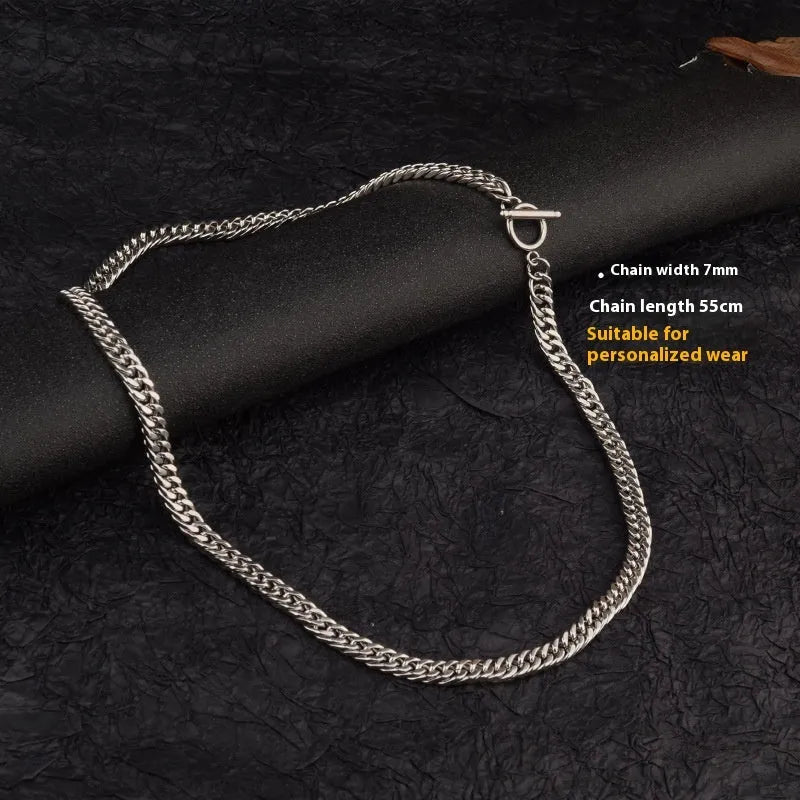 Titanium steel double-woven necklace with four-sided grinding, geometric pendant, OT buckle, unisex, 45-60cm