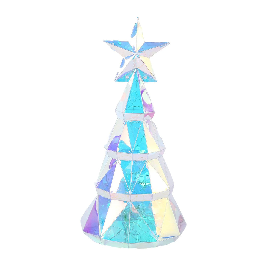 Colourful cartoon-style Christmas tree light made of PET plastic, measuring 14.5cm by 4.8cm by 20cm.