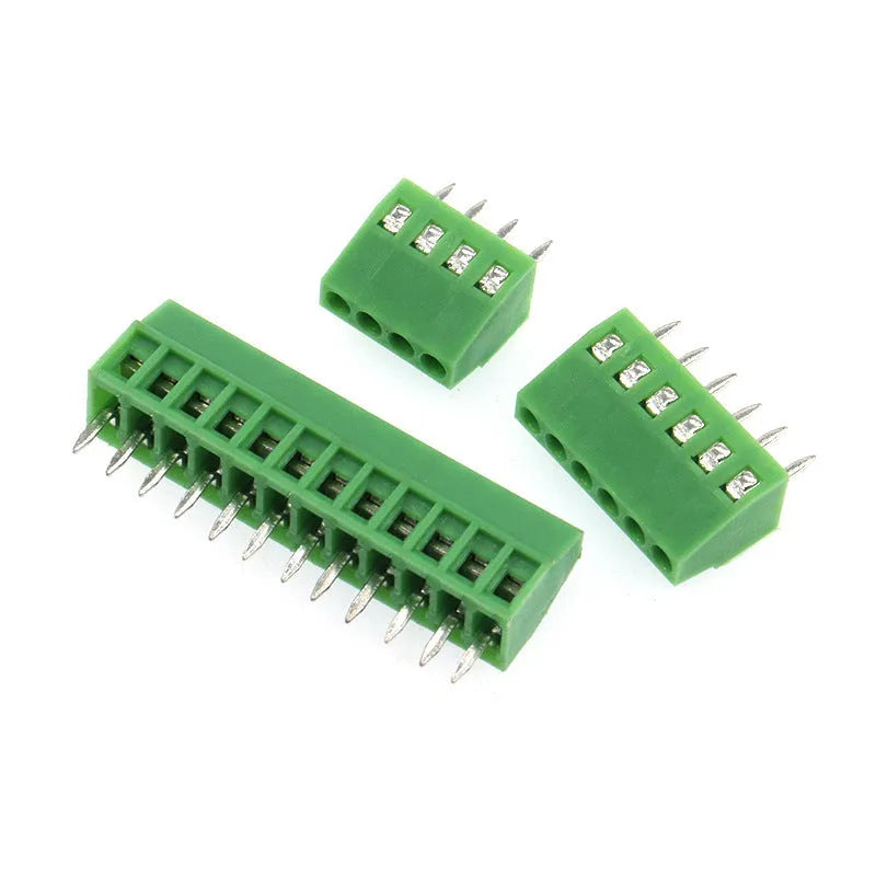 Green bolt-style wiring terminal connector joint with 2.54mm spacing, 18AWG wire compatibility, two connection points, and 6A 150V rating