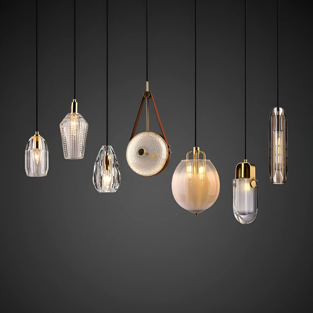 Copper crystal bedside pendant light, 11cm diameter, 25cm height, E14 warm light, 220V, H65 brass or wrought iron style
