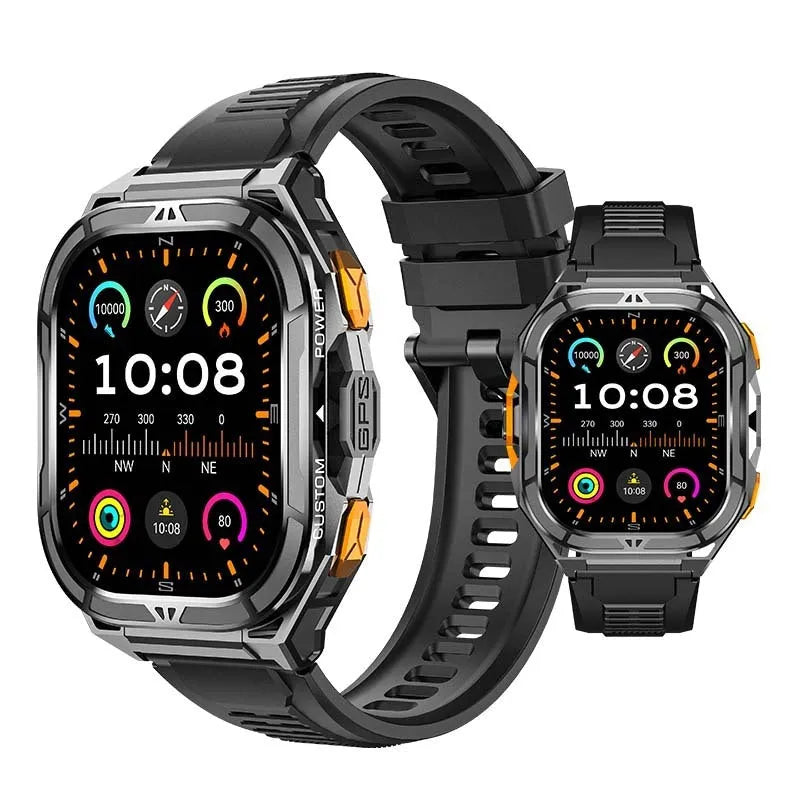 X5 Smart Watch with AMOLED screen, Bluetooth calling, and health monitoring features in black