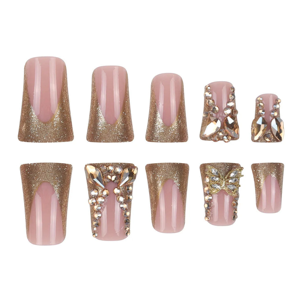 Golden Diamond In The Debris butterfly nail art stickers with jelly glue adhesive