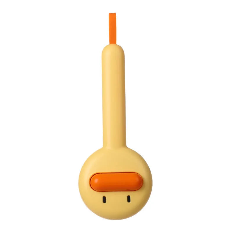 Small yellow duck comb for pet grooming with needle teeth and open section design