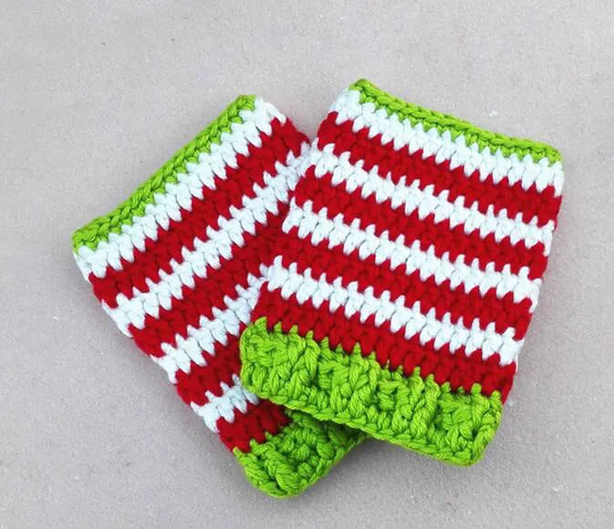 Green acrylic thread leg cover and hat set for 100-day baby photography outfit