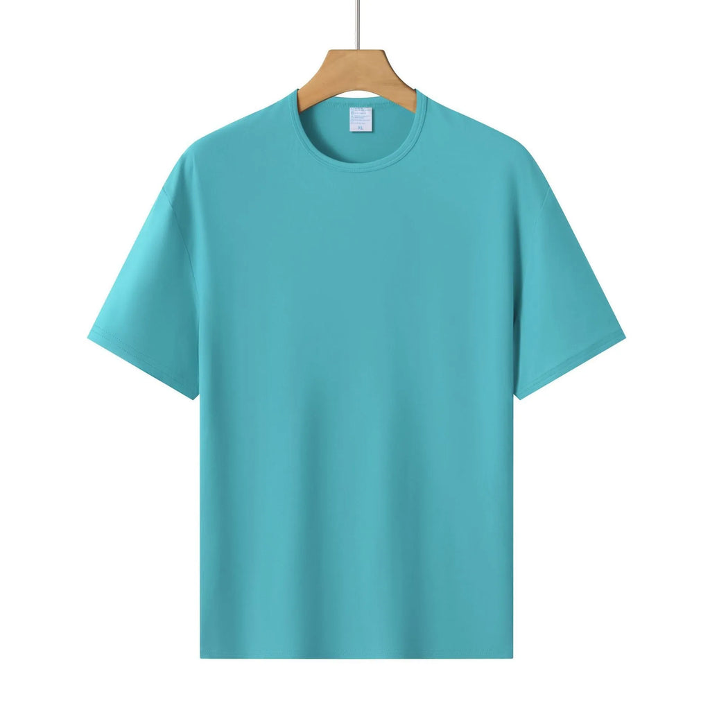 Loose fit modal colour short-sleeved T-shirt on a hanger, available in multiple solid colours.