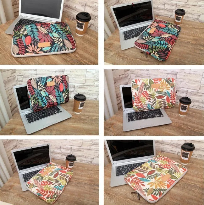 LISEN colorful leaf notebook sleeve bag for 15.6 inch laptop and tablet in black, blue, gray or white