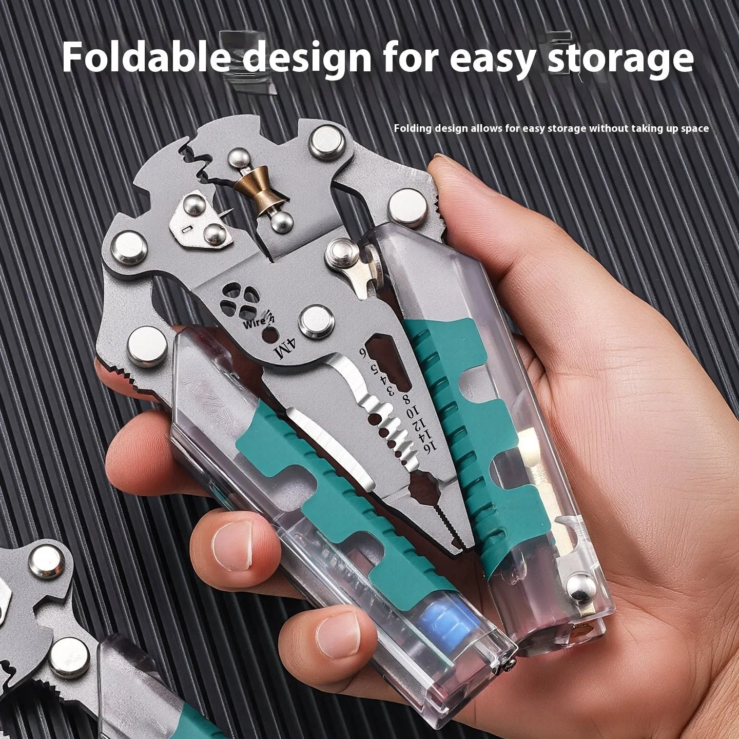 Electricians' pliers wire stripper with pointed design and rust prevention cutting edge
