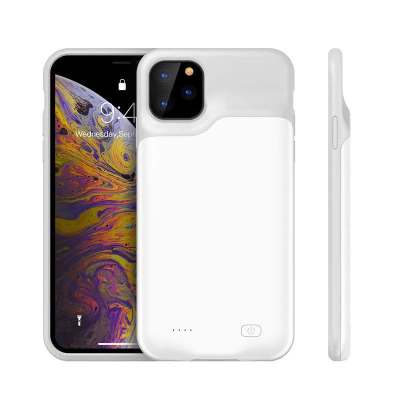 Soft silicone iPhone battery charging case showing extended battery capacity up to 8500mAh