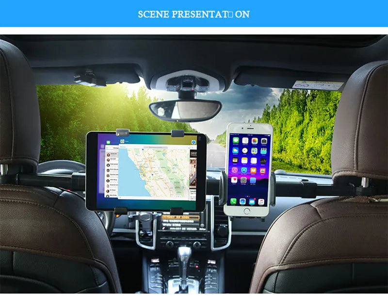 Black ABS plastic PC car back seat bracket for 4-10 inch devices with 360-degree rotation