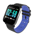 A6 smart bracelet with colour screen and black silicone strap on a wrist, showing fitness data.
