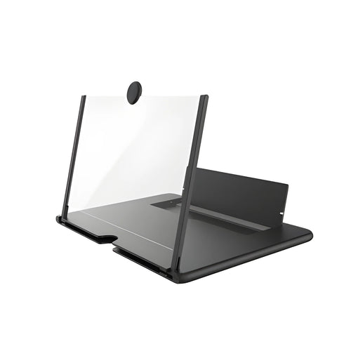 12-inch wood grain screen amplifier folding bracket for phones and tablets showing magnification effect