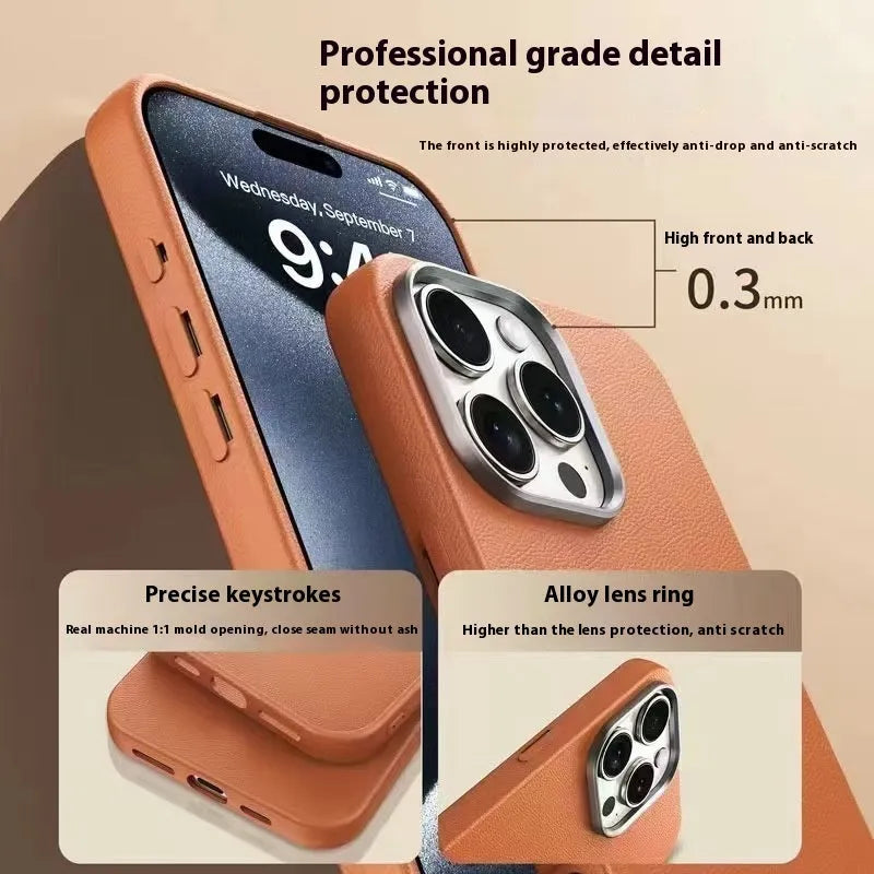 Frosted TPU phone case with plain leather pattern for iPhone drop protection in black