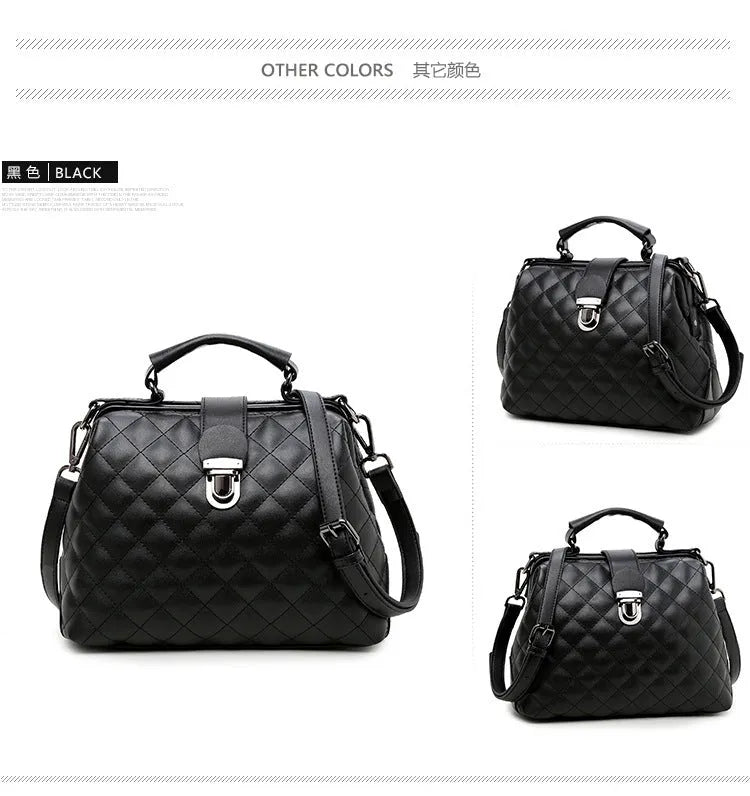 Lingge leather retro doctor bag shoulder bag in black, red, white, and yellow colours for women summer 2021