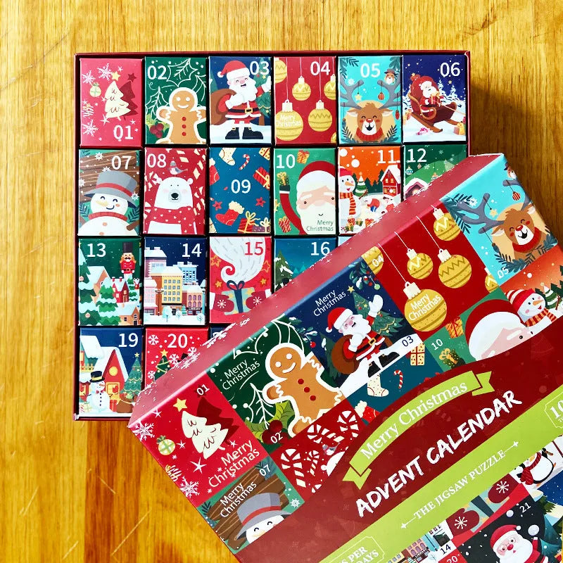 24-grid Christmas puzzle blind box countdown calendar box made of paper, 70x50 cm