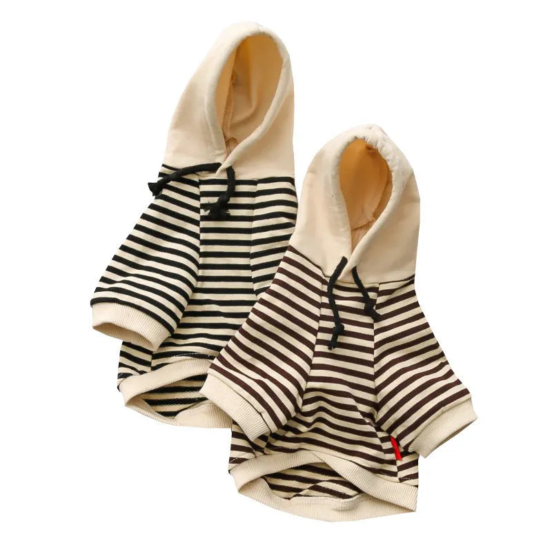 Cotton dog terry sweater for small dogs, sweatshirt style, black or khaki, sizes XS to 4XL