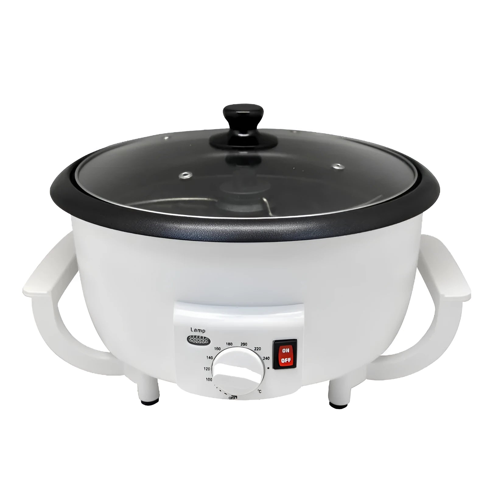 White coffee roasting machine with 750g capacity and 1200W power for home bean roasting