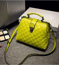 Lingge leather retro doctor bag shoulder bag in black, red, white, and yellow colours for women summer 2021
