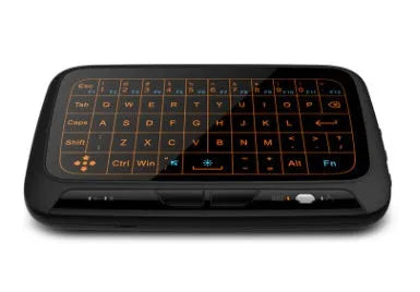 H18 mini wireless keyboard with backlit keys and touchpad in black