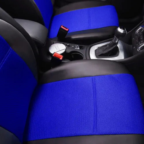 Universal artificial leather car seat cover set in a choice of colours on a car seat.