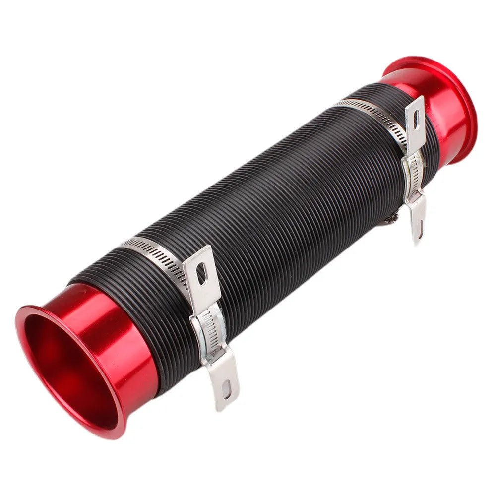 Car modification adjustable aluminium alloy telescopic turbo intake guide tube 345x92mm in silver