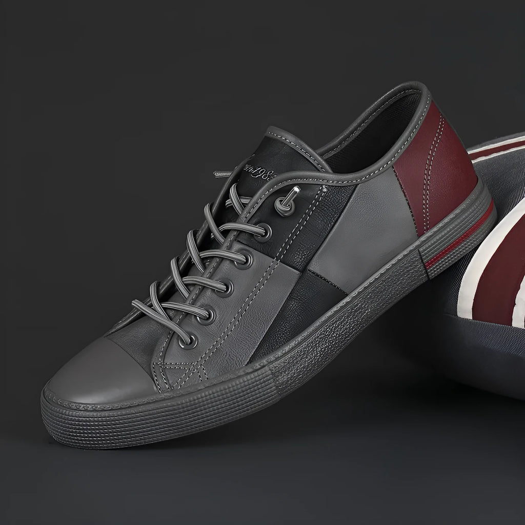 Men's colour matching leather shoes with elastic band and rubber sole in multiple colour options