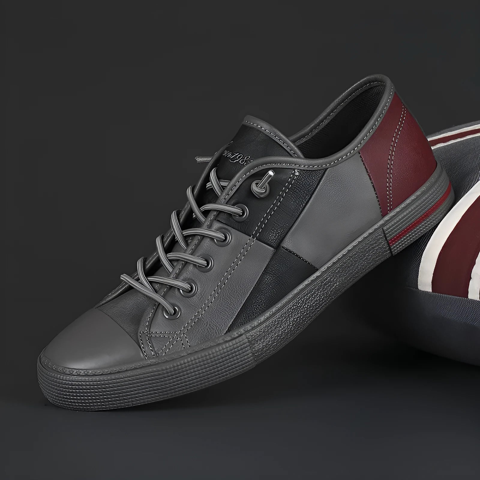 Men's colour matching leather shoes with elastic band and rubber sole in multiple colour options
