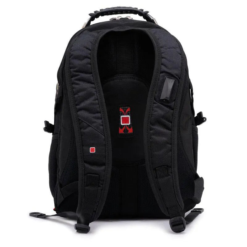 Black business computer backpack with three compartments for 12-15 inch laptops and organisation