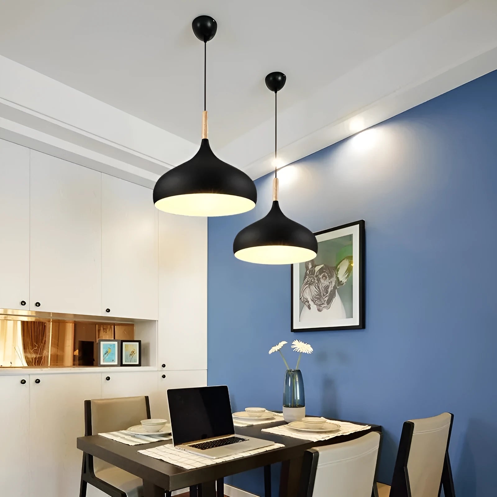 Modern zinc alloy fishline pendant chandelier with adjustable cord in a choice of six colours.