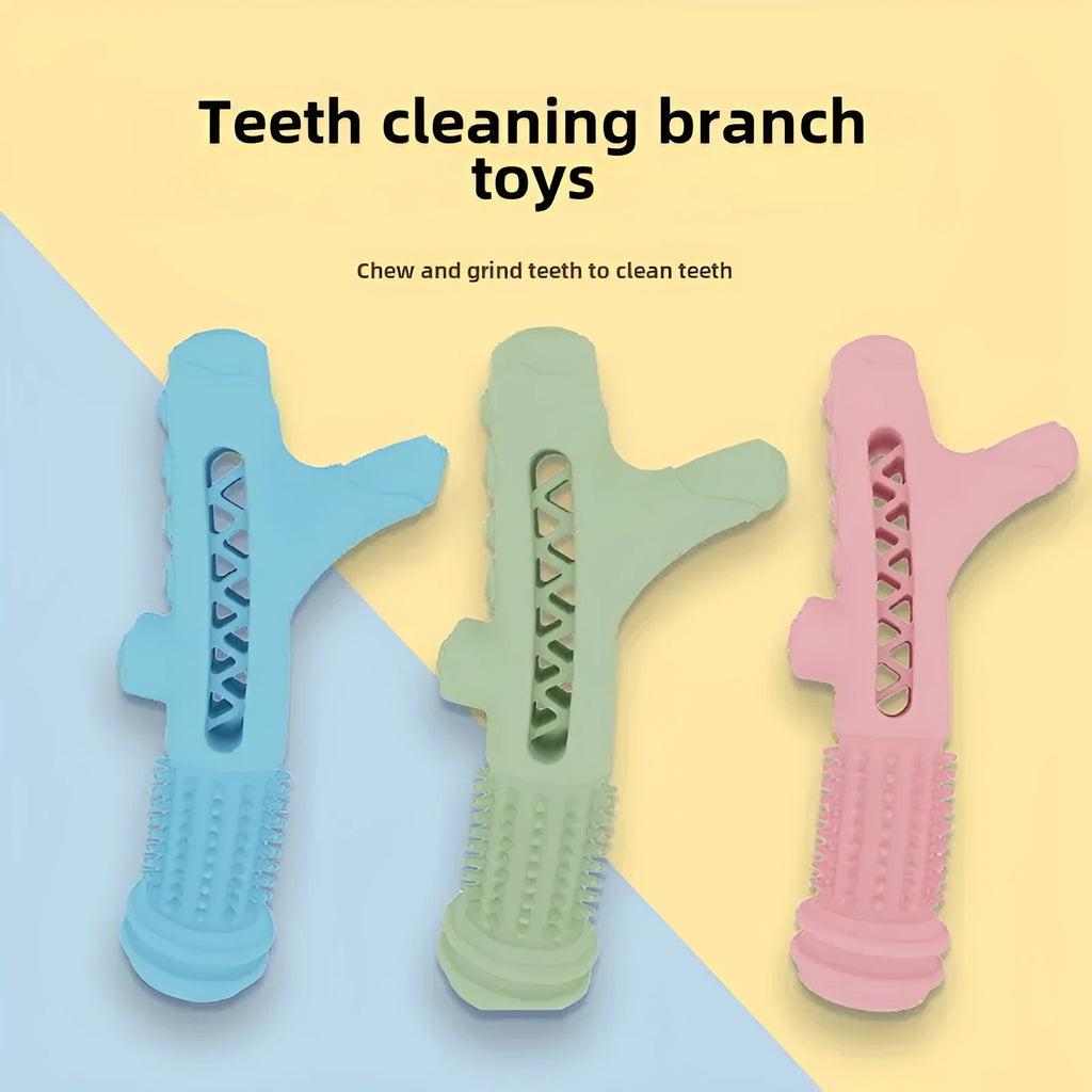 TPR dental tree branch chew toy for small dogs in blue colour