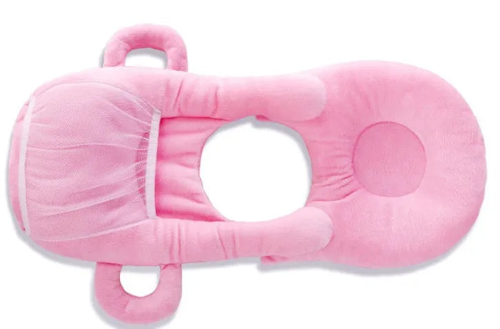 Super soft short plush baby feeding pillow measuring 30cm by 42cm in pink colour