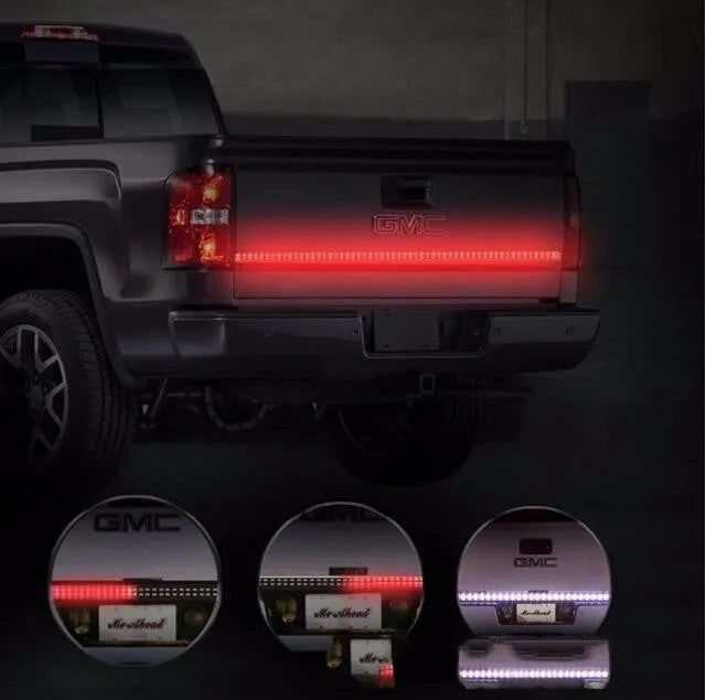 Red white LED tail light bar for American pickup trucks with 108 SMD2835 LEDs and triple mode operation