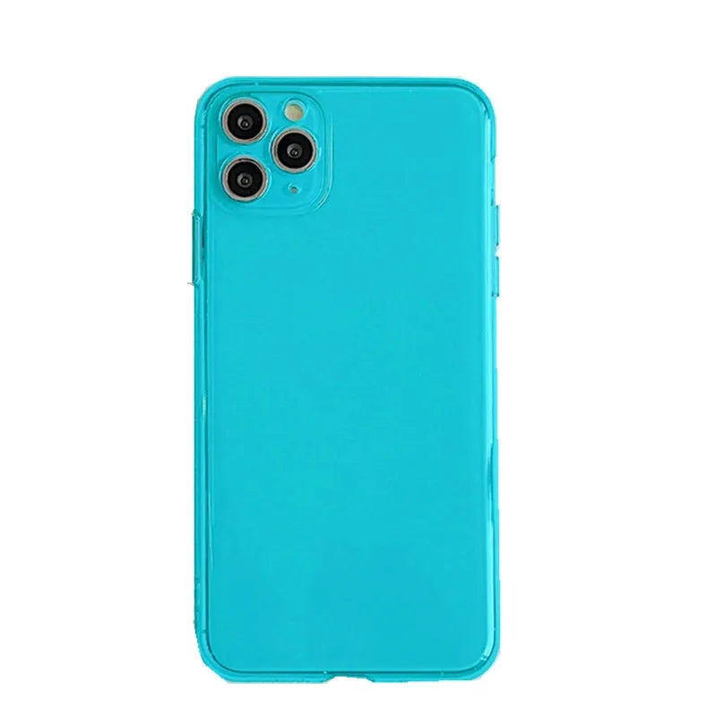 Transparent fluorescent TPU phone case for Apple iPhone, back cover style with colour options