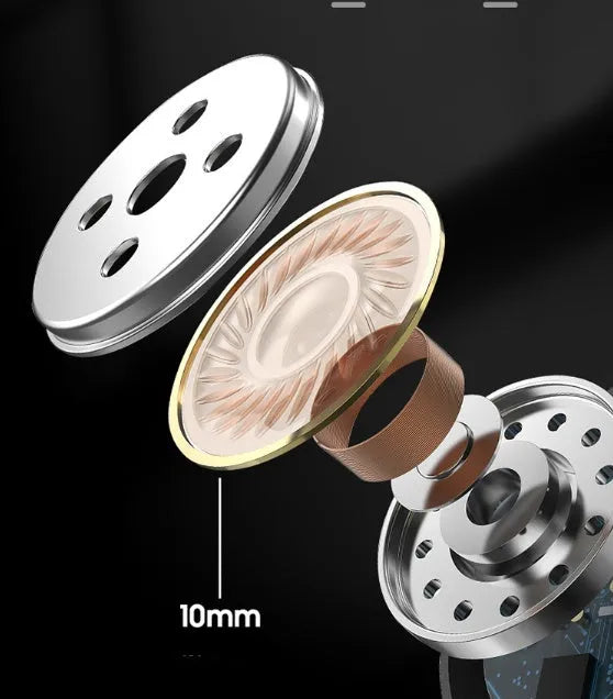 Black and white wireless in-ear Bluetooth headphones with a compact charging case.