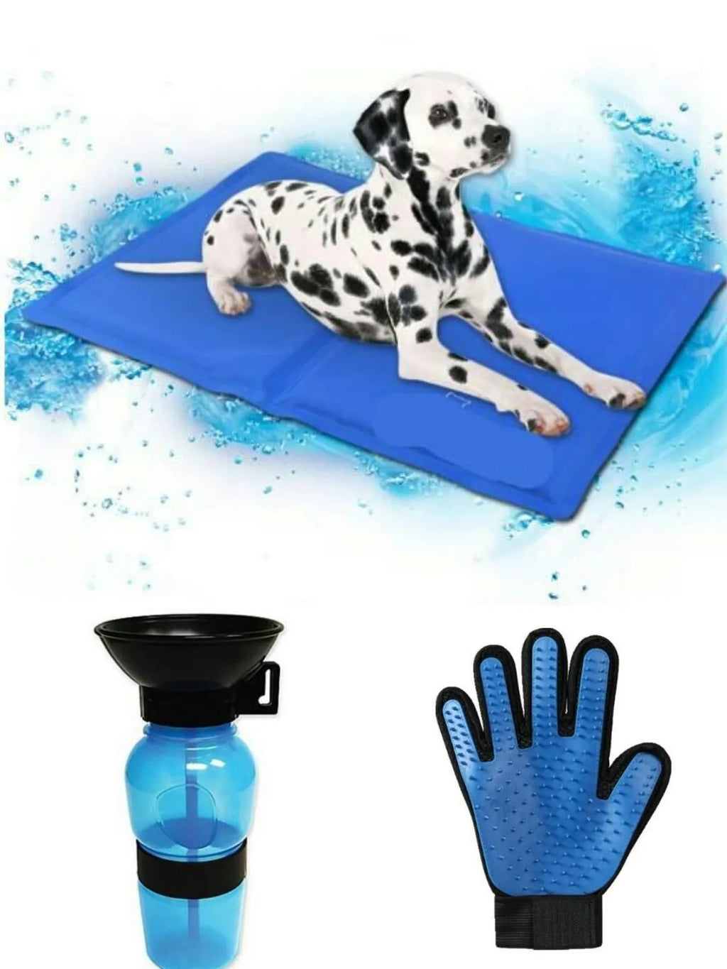 Portable pet water bottle drinker in blue for dogs and cats, 21.5 x 10.7 x 10.7 cm, PP and PE, anti-spill outdoor kettle