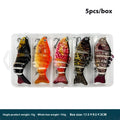 Multi-section tossing submerged simulation fishing bait set 5 pieces in box metal plastic construction