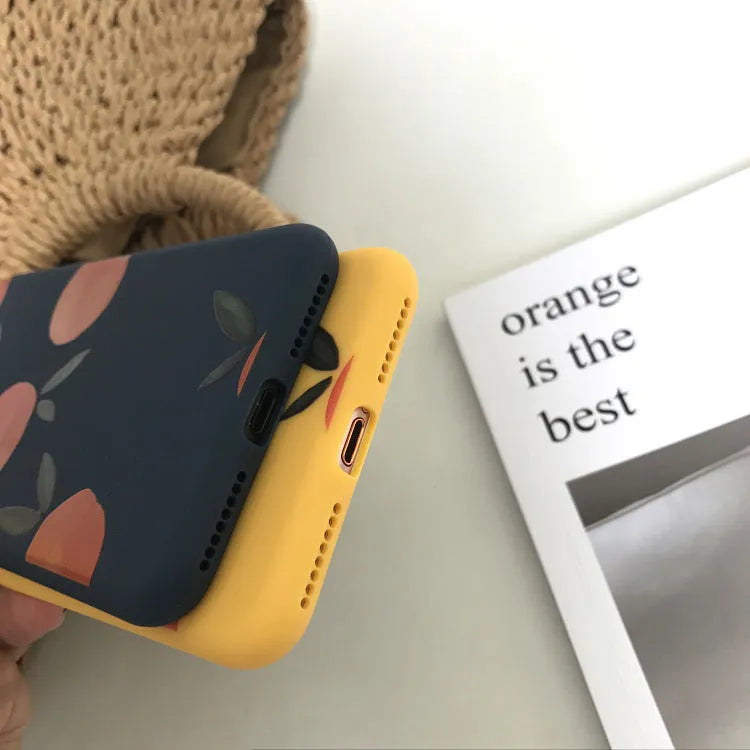 Orange matte finish TPU silicone soft shell case for iPhone, showing full wrap-around design.