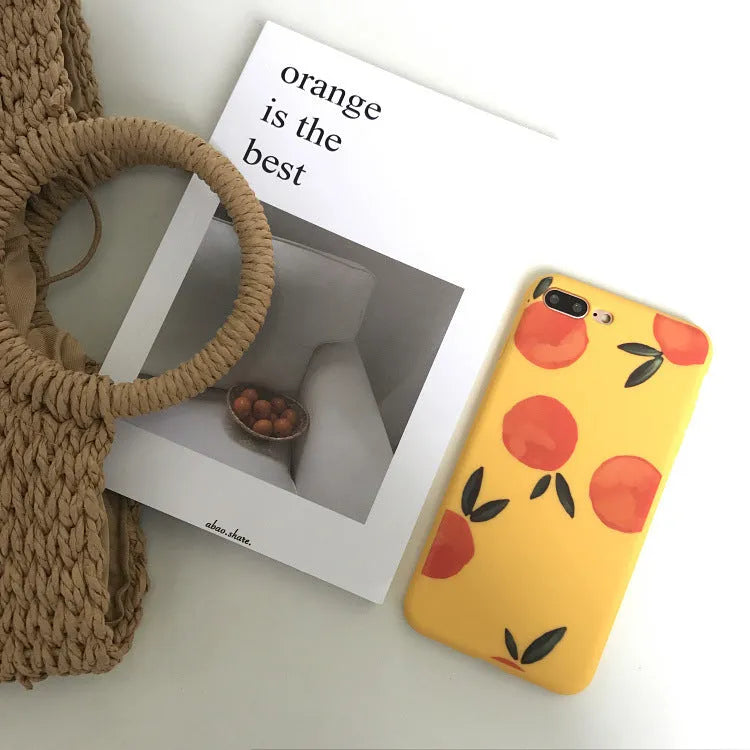 Orange matte finish TPU silicone soft shell case for iPhone, showing full wrap-around design.