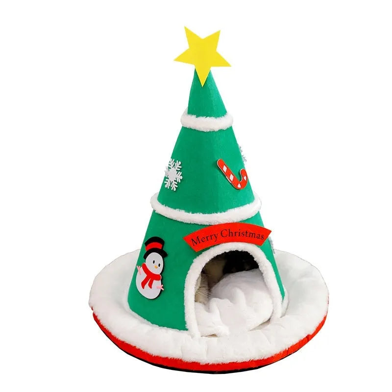 Christmas felt nest cat bed in cloth with removable inner section for cats and small dogs