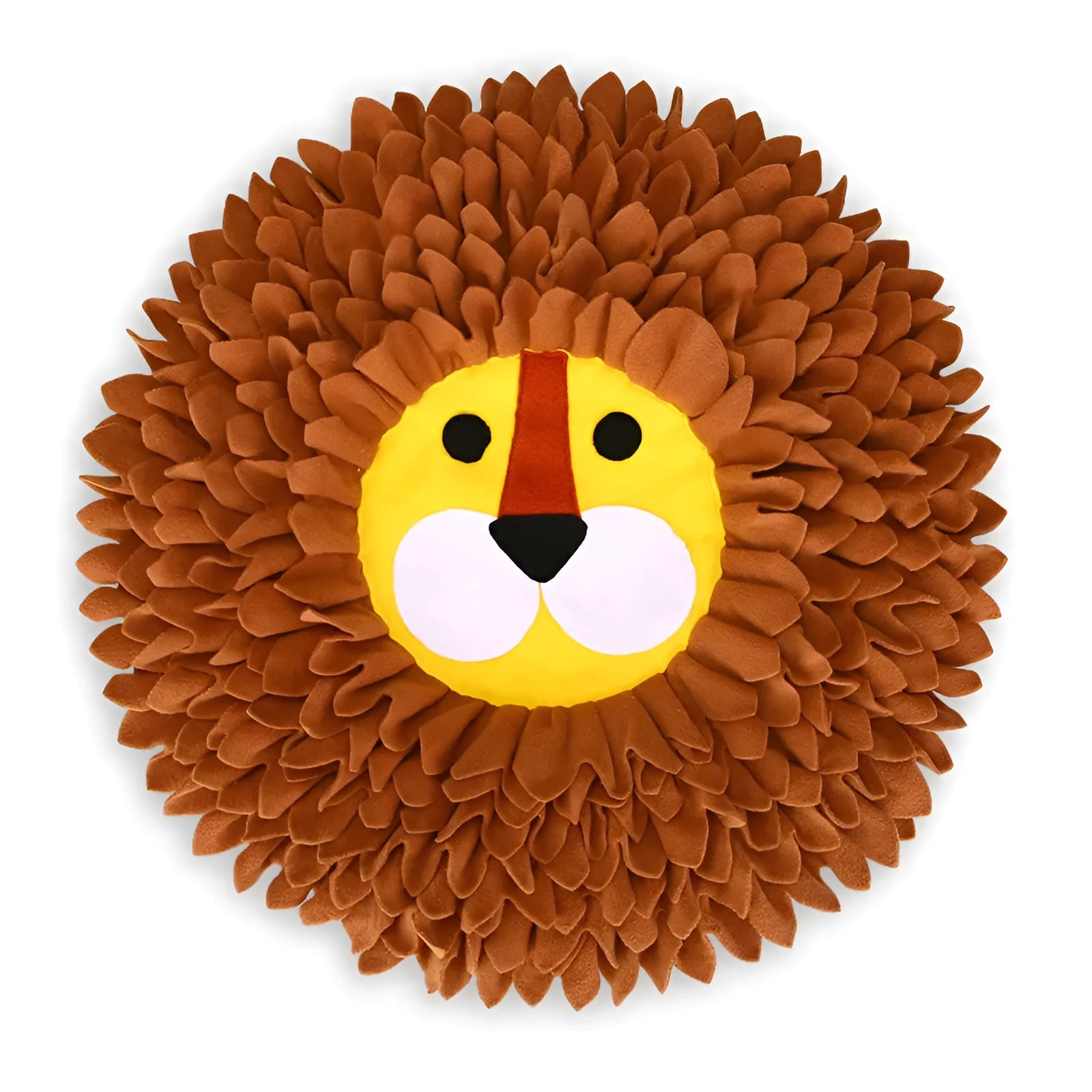 Brown lion-shaped pet sniffing pad with textured Yizhiwen fabric surface measuring 33x25cm