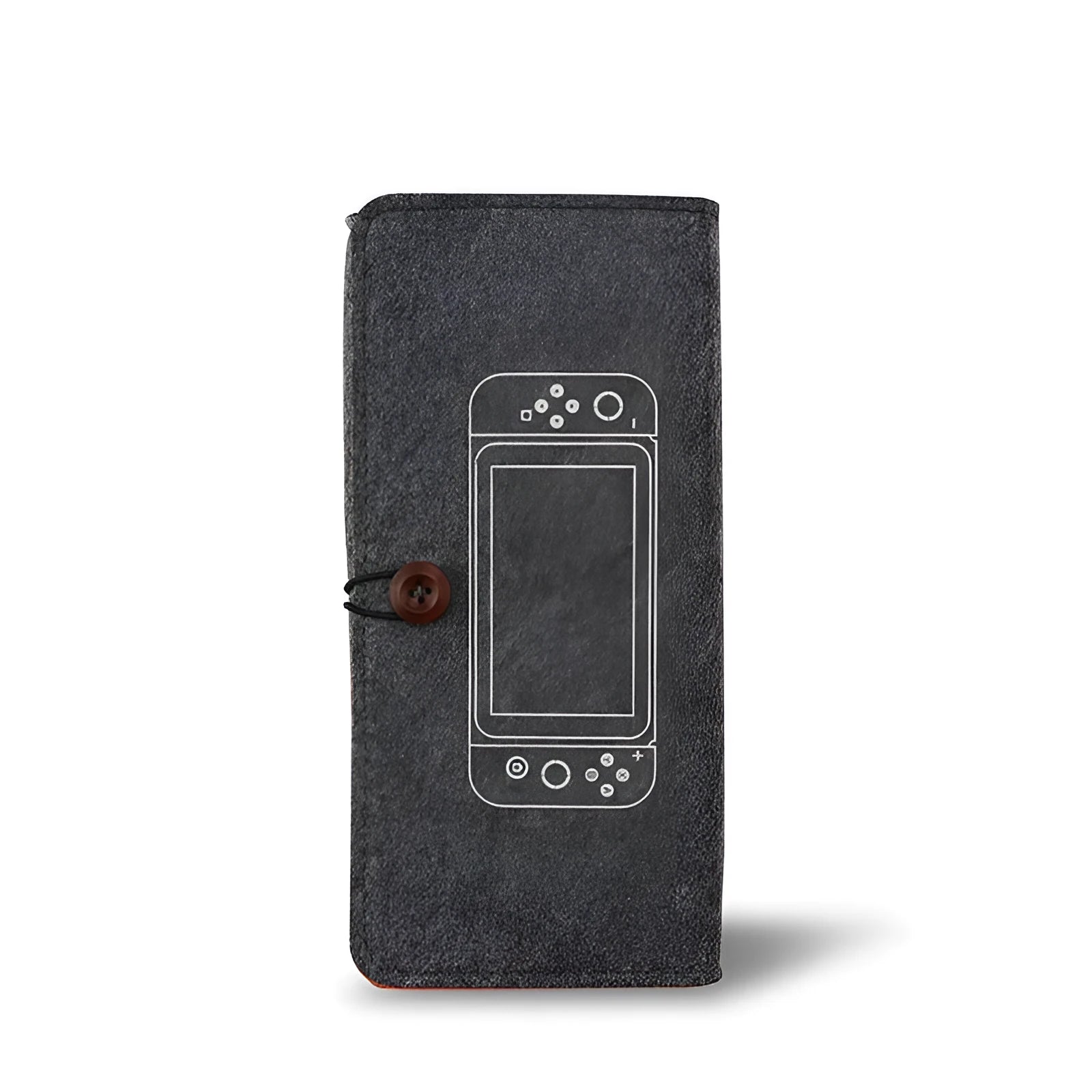 Black felt pouch for Nintendo Switch with game card slots and double layer storage design