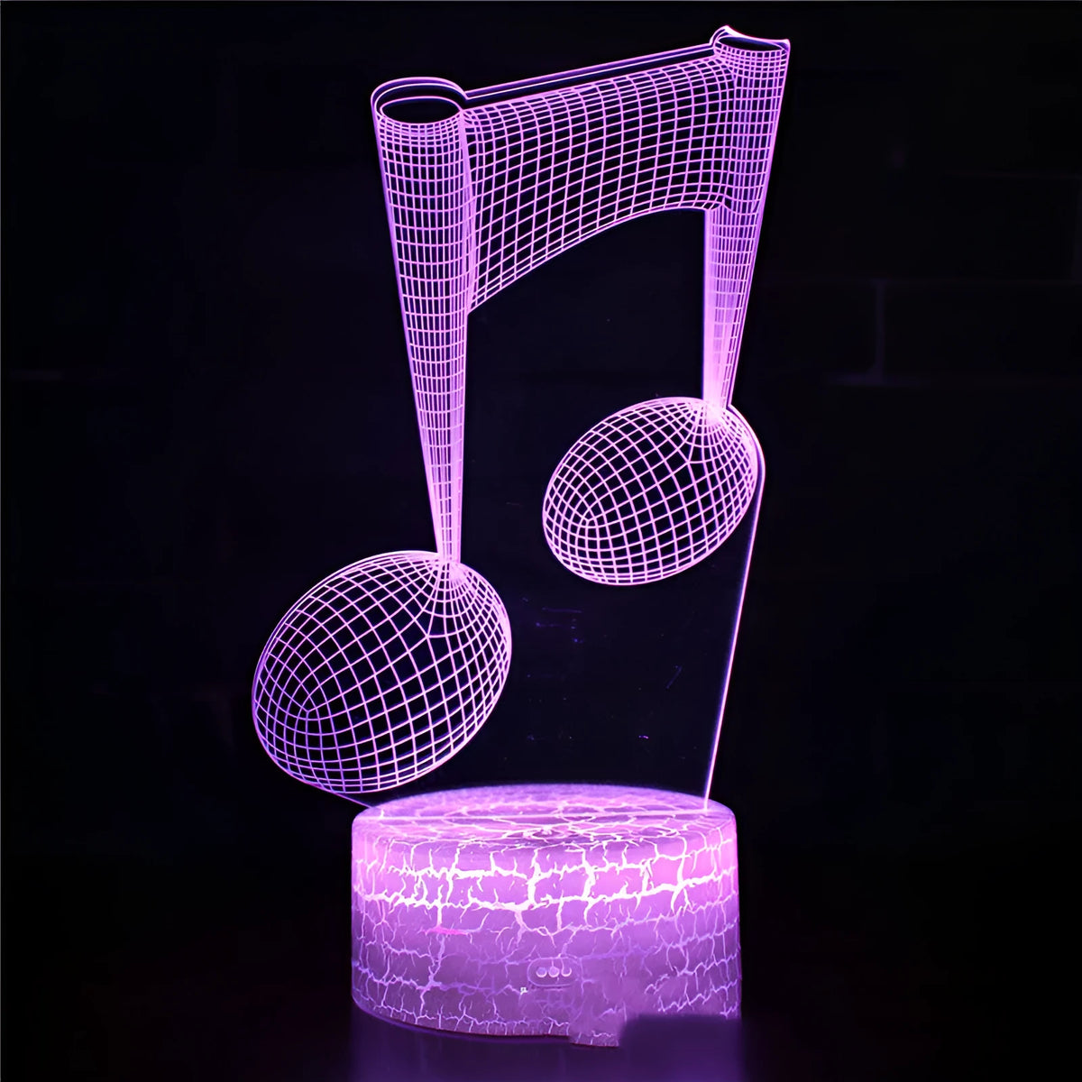 Musical note series 3D night light table lamp with cracked base and 16 colour LED lighting