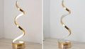 Gold 24W LED table lamp with curved metal base and acrylic shade, remote control, 125mm x 450mm