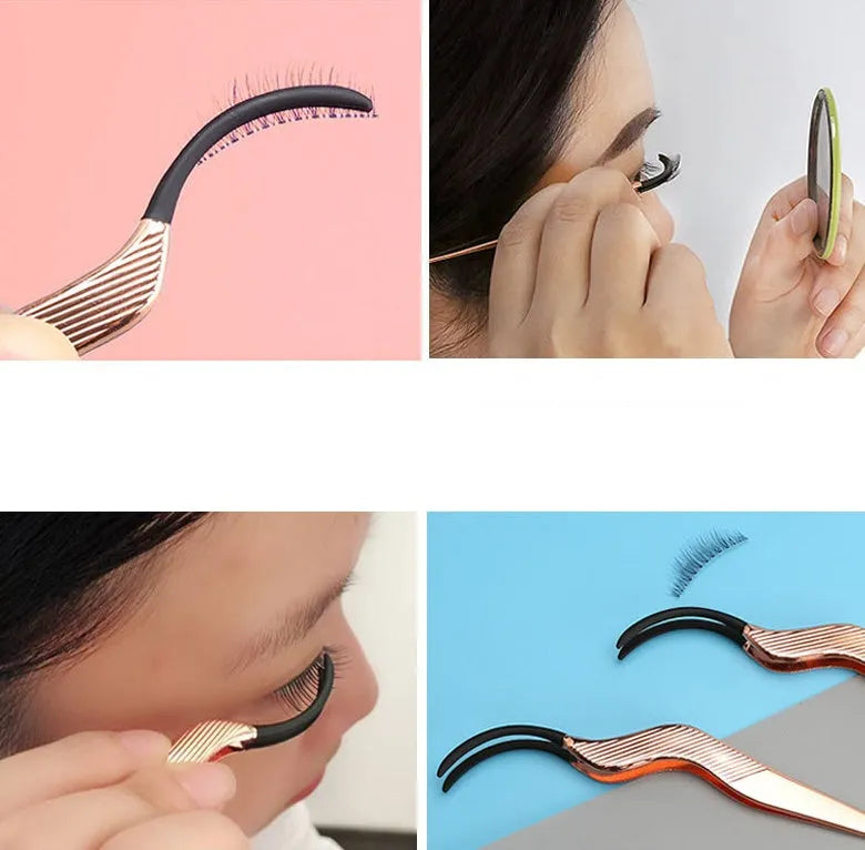 Rose gold eyelash curler aid for false eyelash application, local style makeup tool